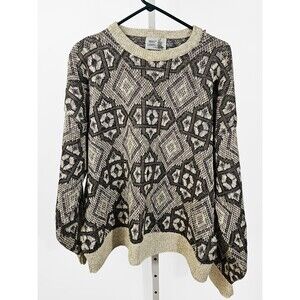 Penns Landing XL Damaged Distressed Crewneck Geometric Diamond Sweater